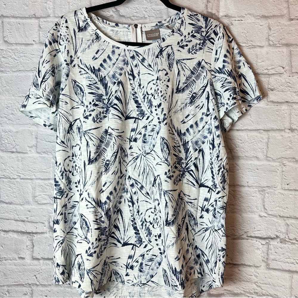 Chico's Palm Frond Tee - Size 3